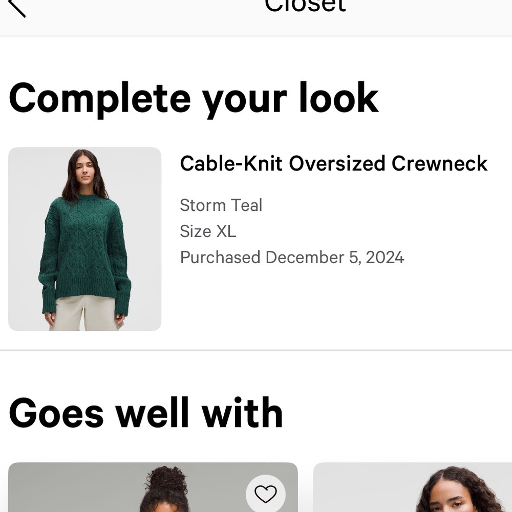 Lululemon Cable-Knit Oversized Crewneck Sweater - Storm Teal